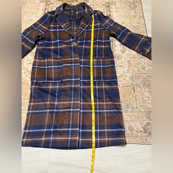 House of Harlow 1960 Plaid Trench Coat in Brown and Blue - Picture 5 of 13